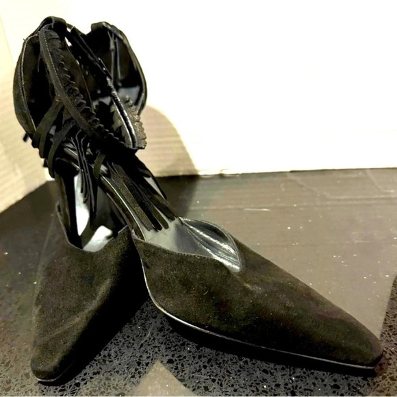 Stuart Weitzman Fringelica Suede velvet Point Toe  Pump holidays fringe boho - Picture 3 of 5